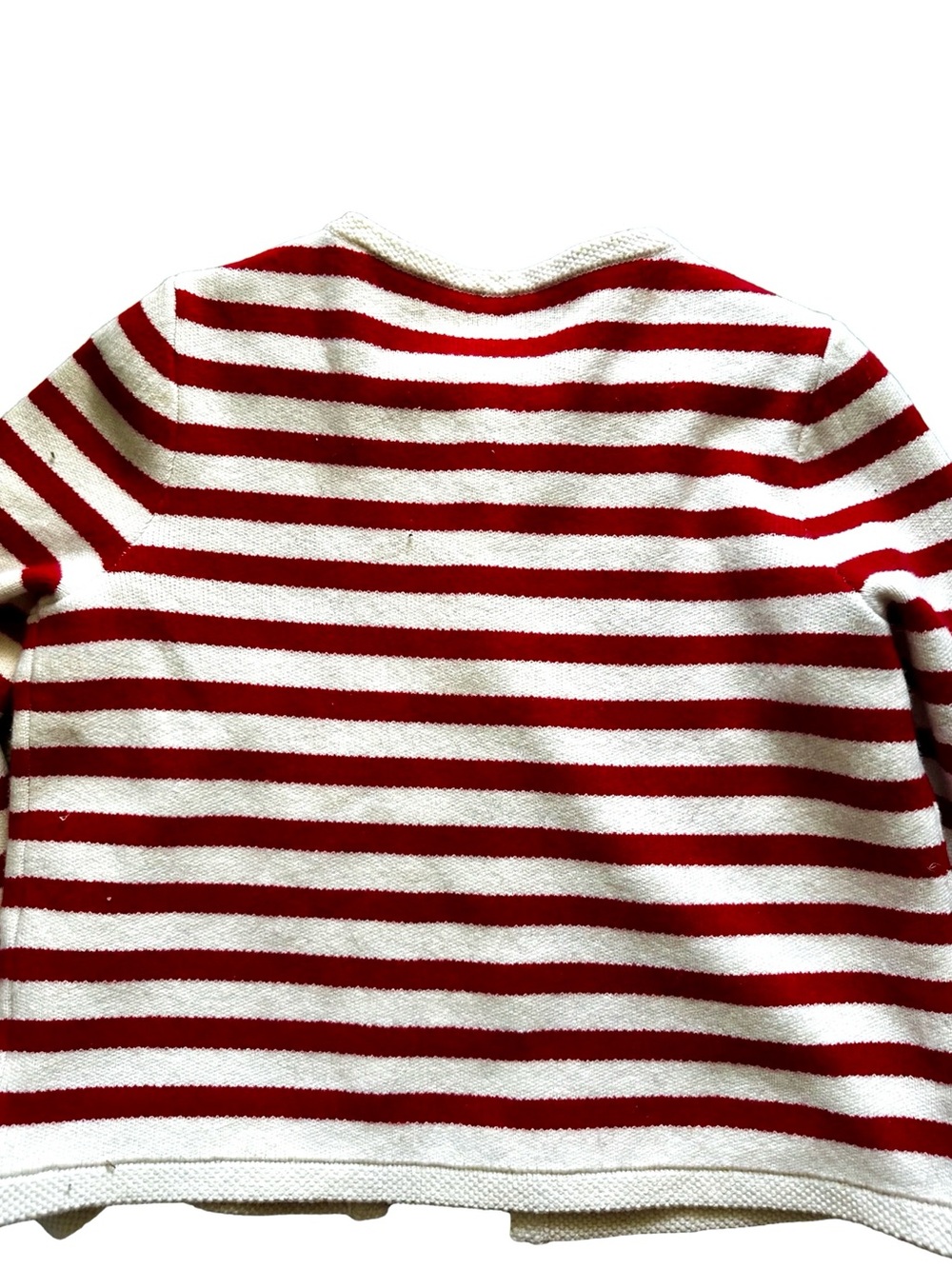 Striped Red & White Knit Button Cardigan - Picture 7 of 13